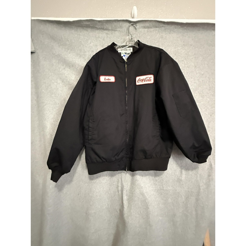 UniWear‎ Jacket Mens Medium Black Bomber Coca-Cola Luis Workwear Embroidered Zip